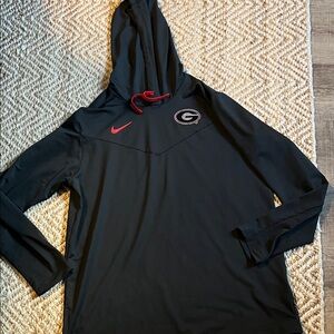 Nike Dry Fit  Black Hoodie with Red Accents and Team Patch size L